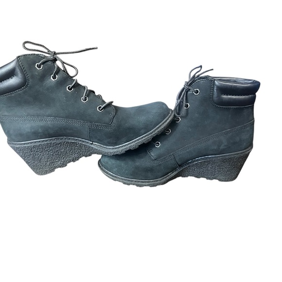 Black Leather Timberland wedges - Picture 5 of 11